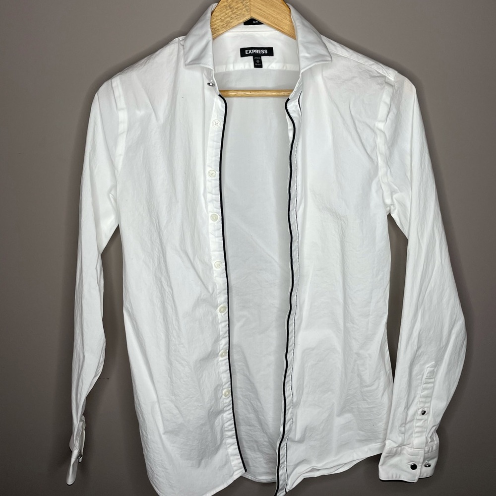 White Button Up with Black Accents